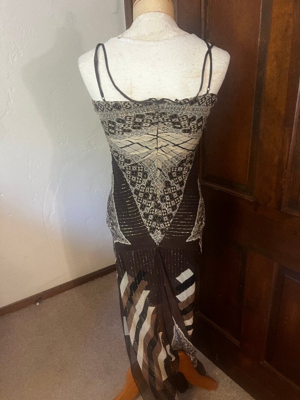 BCBG Max Azria Silk Style Paisley Y2K Long Dress Size 4 - Picture 8 of 14